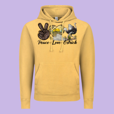 Peace Love Ostrich Vintage Hoodie Designed By Lillyallendesigns