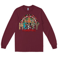 Burgundy Merry Christmas Long Sleeve Tee - CowhideDigitalArt