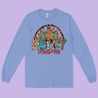 Merry Christmas Long Sleeve Tee Designed By Cowhidedigitalart