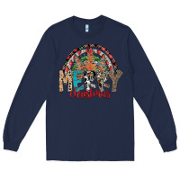 Navy Merry Christmas Long Sleeve Tee - CowhideDigitalArt