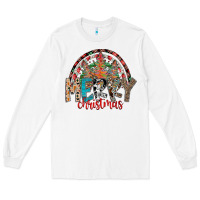 White Merry Christmas Long Sleeve Tee - CowhideDigitalArt