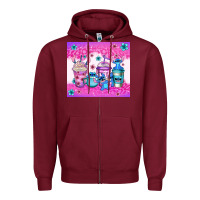 Burgundy stitch coffee cups Zipper Hoodie - Jasminsmagicworld
