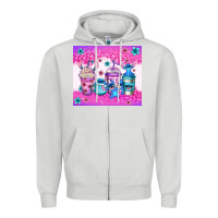 Dove Grey stitch coffee cups Zipper Hoodie - Jasminsmagicworld