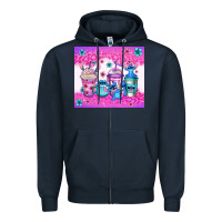 Navy stitch coffee cups Zipper Hoodie - Jasminsmagicworld
