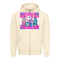Sandshell stitch coffee cups Zipper Hoodie - Jasminsmagicworld