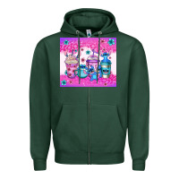 Sports Green stitch coffee cups Zipper Hoodie - Jasminsmagicworld