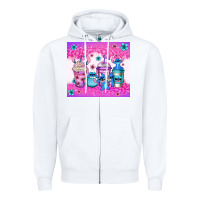 White stitch coffee cups Zipper Hoodie - Jasminsmagicworld