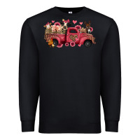 Black valentines day leopard farm animals truck Premium Sweatshirt - Jasminsmagicworld
