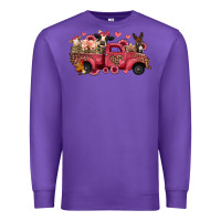 Purple valentines day leopard farm animals truck Premium Sweatshirt - Jasminsmagicworld