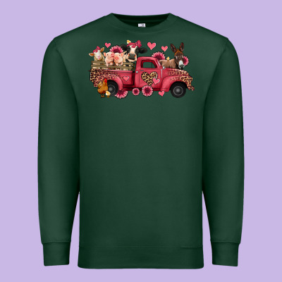 Valentines Day Leopard Farm Animals Truck Premium Sweatshirt Designed By Jasminsmagicworld