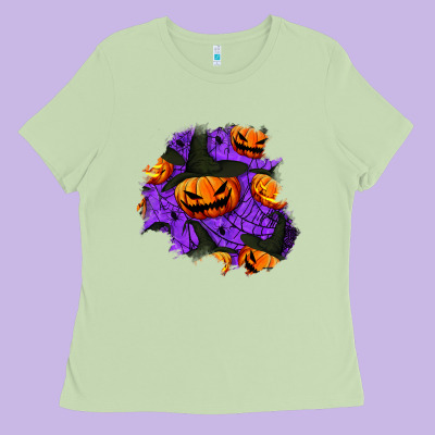 Halloween Pumpkin Patch  1 Ladies Tee Designed By Bundleandbundleshop