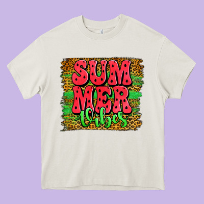 Summer Vibes Watermelon Leopard Background Heavy Core Tee Designed By Jasminsmagicworld