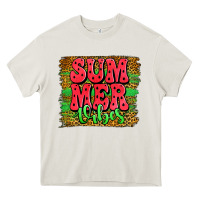Cream summer vibes watermelon leopard background Heavy Core Tee - Jasminsmagicworld