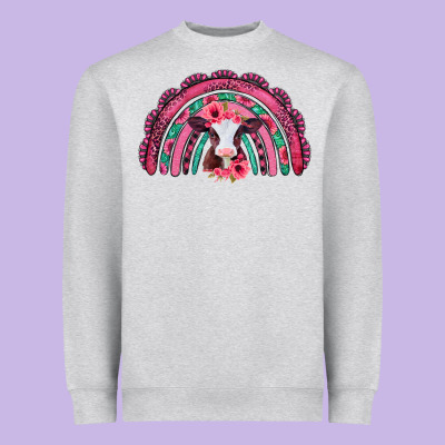Valentines Day Pink Gemstones Baby Calf Rainbow Heavyweight Sweatshirt Designed By Jasminsmagicworld