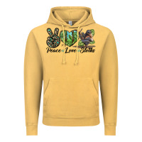 Vintage Mustard Peace Love Sloths Vintage Hoodie - LillyAllenDesigns