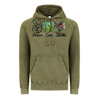 Vintage Olive Peace Love Sloths Vintage Hoodie - LillyAllenDesigns