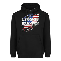 Black Let's Go Brandon Ripped Cloth with American Flag Heavyweight Hoodie - Jasminsmagicworld