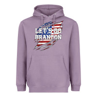 Lavender Let's Go Brandon Ripped Cloth with American Flag Heavyweight Hoodie - Jasminsmagicworld