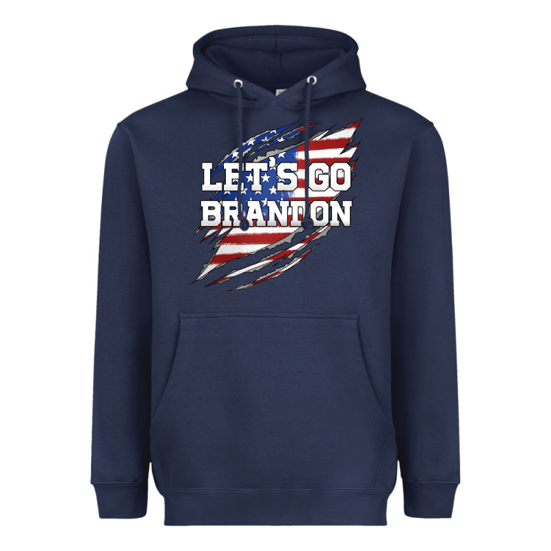 Let's Go Brandon Ripped Cloth With American Flag Heavyweight Hoodie by Jasminsmagicworld | Teevron