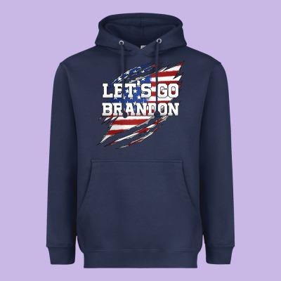 Let's Go Brandon Ripped Cloth With American Flag Heavyweight Hoodie Designed By Jasminsmagicworld
