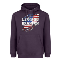 Plum Let's Go Brandon Ripped Cloth with American Flag Heavyweight Hoodie - Jasminsmagicworld