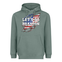 Sage Let's Go Brandon Ripped Cloth with American Flag Heavyweight Hoodie - Jasminsmagicworld