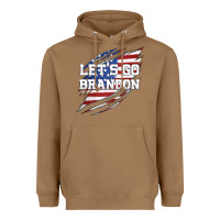 Toasted Coconut Let's Go Brandon Ripped Cloth with American Flag Heavyweight Hoodie - Jasminsmagicworld