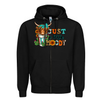 Black just a little moody coffee cup long haired cow Zipper Hoodie - Jasminsmagicworld