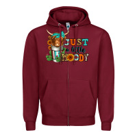 Burgundy just a little moody coffee cup long haired cow Zipper Hoodie - Jasminsmagicworld