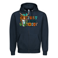 Navy just a little moody coffee cup long haired cow Zipper Hoodie - Jasminsmagicworld