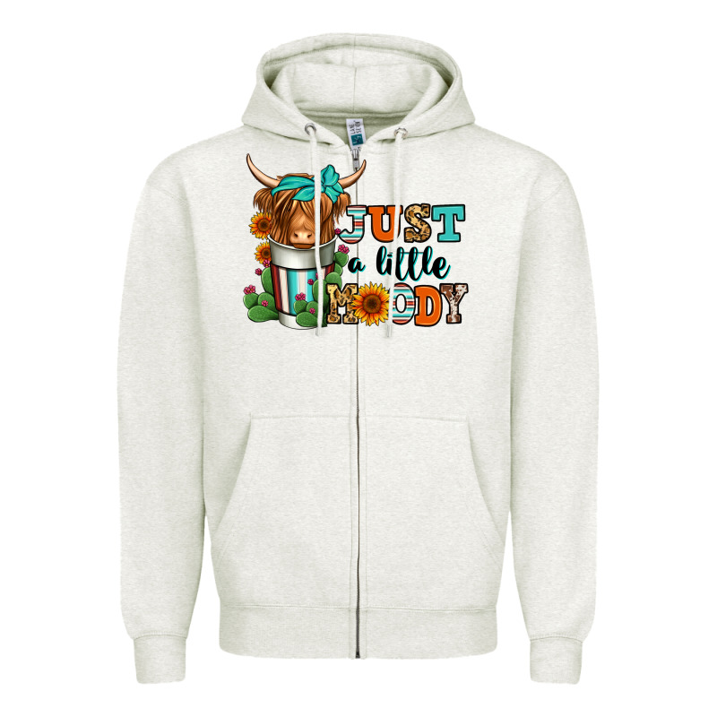 Just A Little Moody Coffee Cup Long Haired Cow Zipper Hoodie by Jasminsmagicworld | Teevron