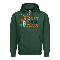 Sports Green just a little moody coffee cup long haired cow Zipper Hoodie - Jasminsmagicworld