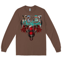 Chestnut merry christmas bull skull Long Sleeve Tee - CowhideDigitalArt
