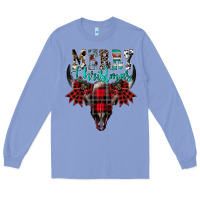 Colony Blue merry christmas bull skull Long Sleeve Tee - CowhideDigitalArt