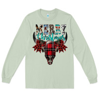 Matcha merry christmas bull skull Long Sleeve Tee - CowhideDigitalArt