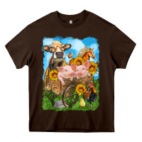 Chocolate Brown farm animals wagon olivia Heavy Core Tee - OliviaCreatesArt