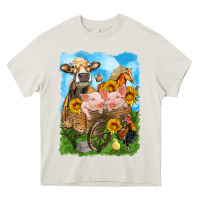 Cream farm animals wagon olivia Heavy Core Tee - OliviaCreatesArt