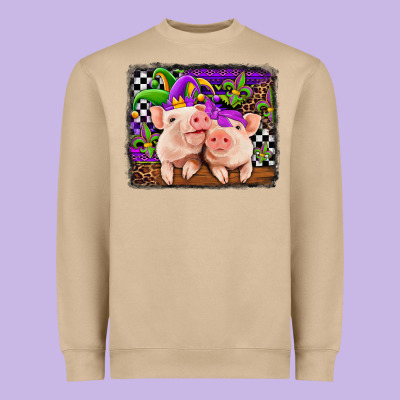Mardi Gras Western Leopard Pigs Heavyweight Sweatshirt Designed By Jasminsmagicworld
