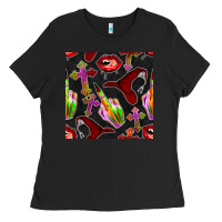 Black halloween bad witch seamless pattern Ladies Tee - BundleAndBundleShop