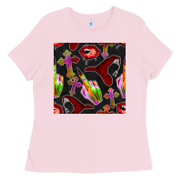 Bubblegum Pink halloween bad witch seamless pattern Ladies Tee - BundleAndBundleShop