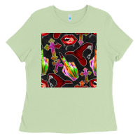 Matcha halloween bad witch seamless pattern Ladies Tee - BundleAndBundleShop