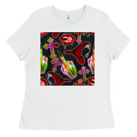 White halloween bad witch seamless pattern Ladies Tee - BundleAndBundleShop