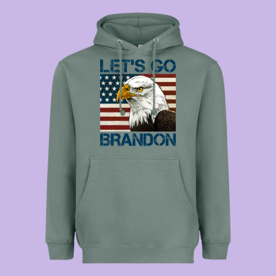 American Bald Eagle Let's Go Brandon Heavyweight Hoodie Designed By Jasminsmagicworld