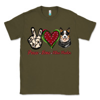 Army Green Peace Love Blue Heeler Classic Tee - Jasminsmagicworld