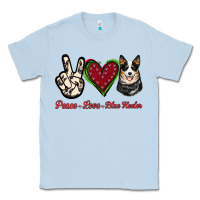 Dusty Blue Peace Love Blue Heeler Classic Tee - Jasminsmagicworld
