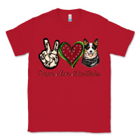 Red Peace Love Blue Heeler Classic Tee - Jasminsmagicworld