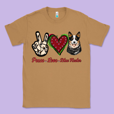 Peace Love Blue Heeler Classic Tee Designed By Jasminsmagicworld