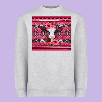 Pink Gemstone Baby Calf Western Valentines Day Heavyweight Sweatshirt Designed By Jasminsmagicworld