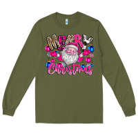Army Green merry Christmas santa Long Sleeve Tee - CowhideDigitalArt