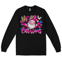 Black merry Christmas santa Long Sleeve Tee - CowhideDigitalArt